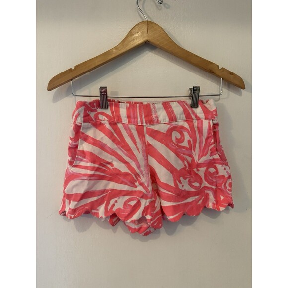 Lilly Pulitzer Women’s Small Dahlia Scalloped Beach Shorts Pink Sun Ray Shimmy - Picture 1 of 8